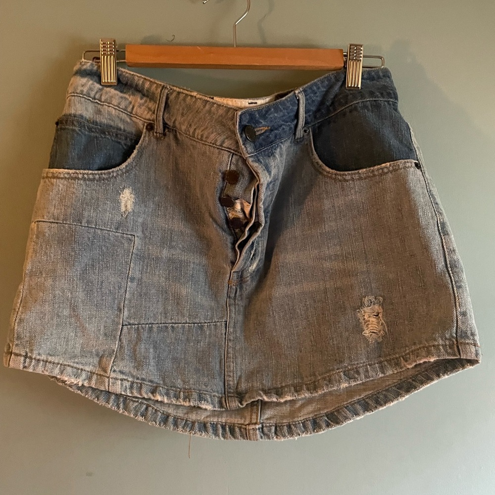 Denim Patchwork Mini Skirt